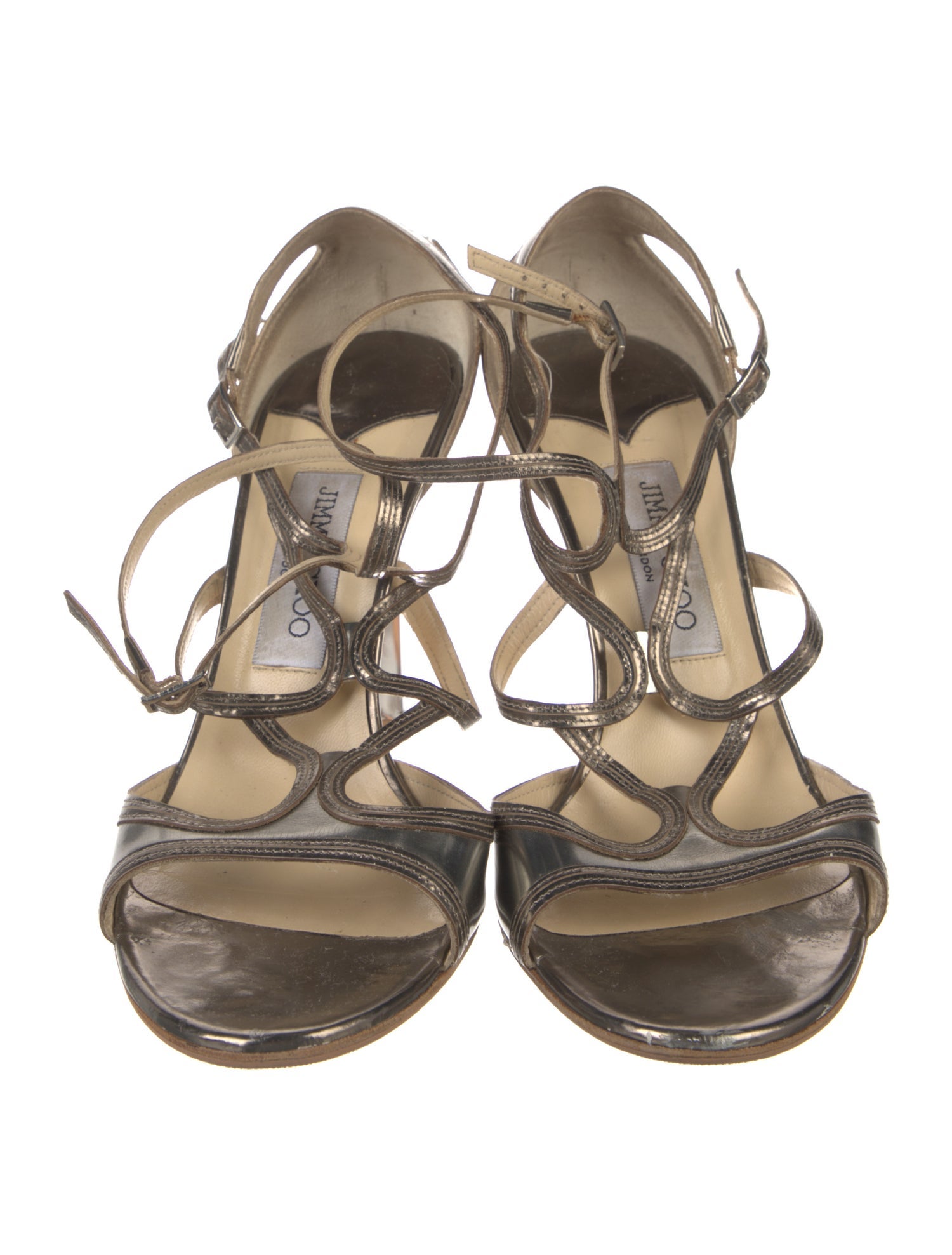 Jimmy Choo Patent Leather Cutout Accent Slingback Sandals